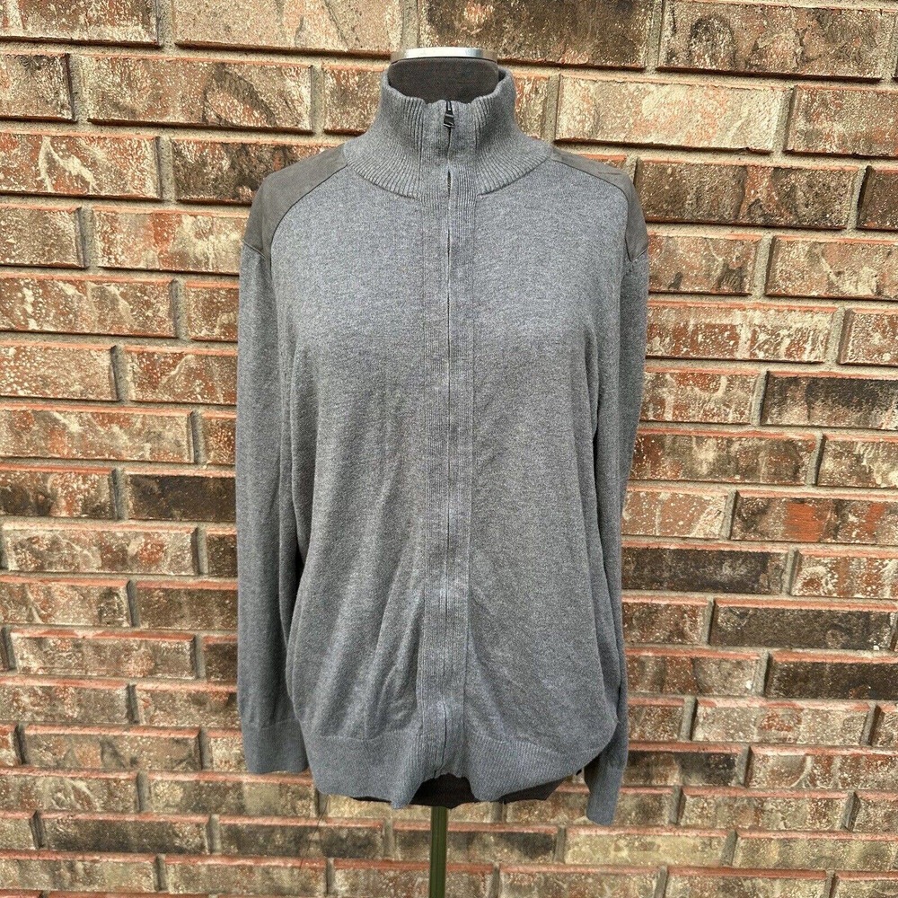 Banana Republic Mens Sweater Size Extra Large‎ Quarter Zip Gray Pullover